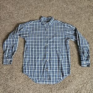 Polo Ralph Lauren Shirt Mens Medium Green Blue Plaid Flannel Button Up READ DESC